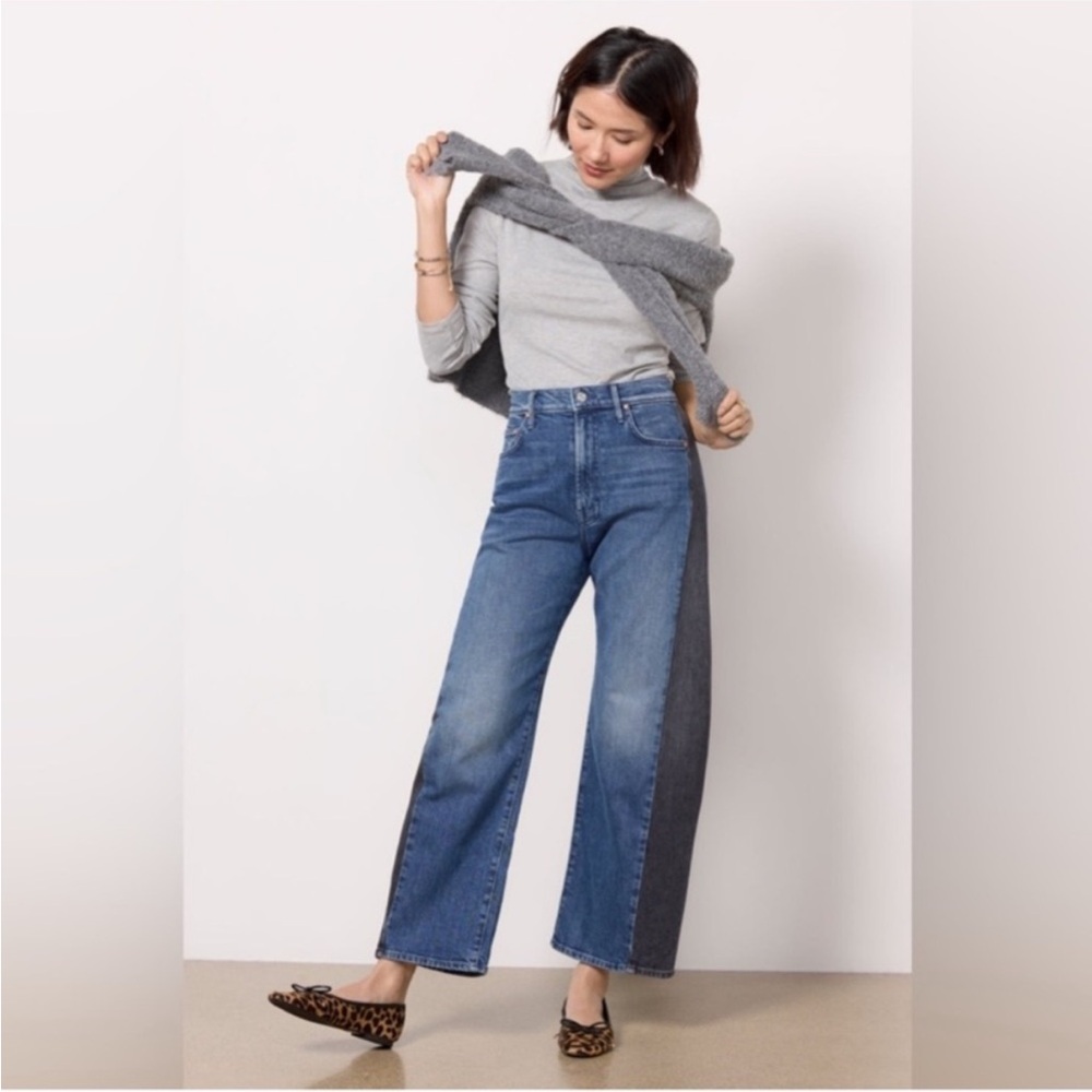MOTHER The Half Pipe Flood Jeans in Black and Blue - Picture 2 of 12